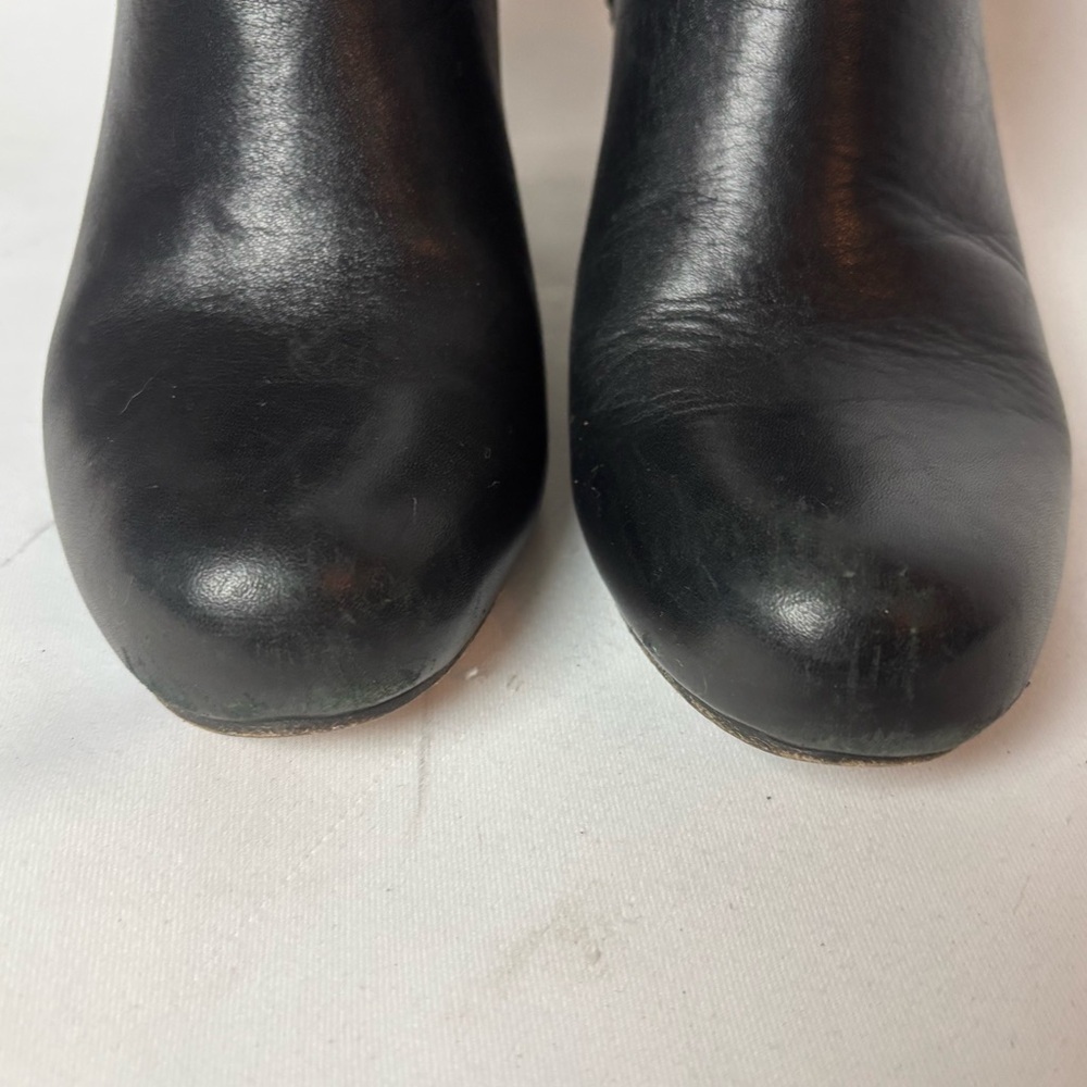 Calleen Cordero Black Leather Studded Booties Sculpted Heel Women’s Sz 8 - Picture 2 of 11